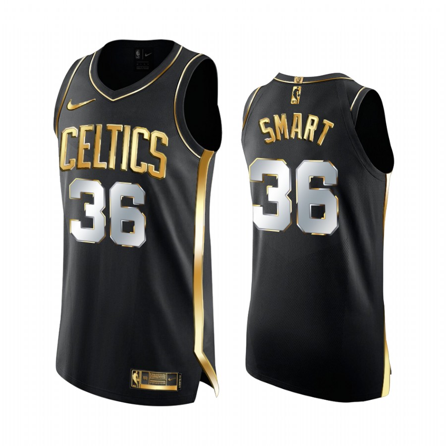 Men's Boston Celtics Marcus Smart #36 Limited Edition Black Golden 2020-21 Jersey 2401UGEU